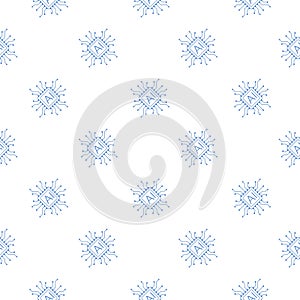 Artificial intelligence processor seamless pattern isolated on white background