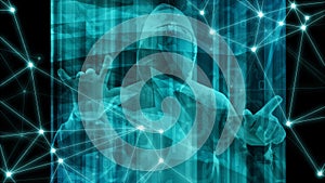 Artificial intelligence project, graphic modern design concept, random binary code