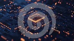 Artificial Intelligence, quantum computing, cloud computing, high technology background