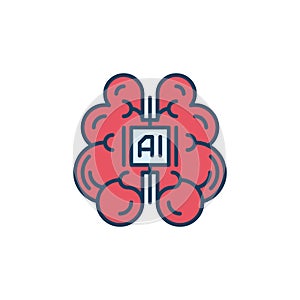 Artificial Intelligence Red Brain vector AI Mind concept colored icon