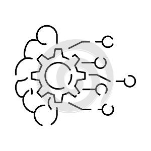 Artificial Intelligence Related Vector Line Icon. Contains such Icons as Face Recognition, Algorithm, Self-learning