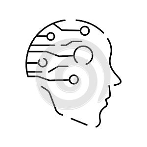 Artificial Intelligence Related Vector Line Icon. Contains such Icons as Face Recognition, Algorithm, Self-learning