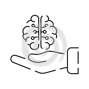 Artificial Intelligence Related Vector Line Icon. Contains such Icons as Face Recognition, Algorithm, Self-learning