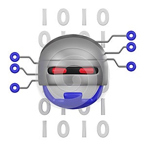 Artificial Intelligence Robot Brain Scanning 3D Icon