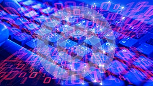 Artificial intelligence robot connect, abstract circle and lines connect