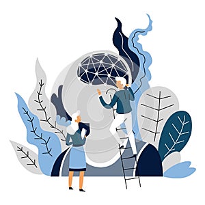 Artificial intelligence robot creation scientists and neural network