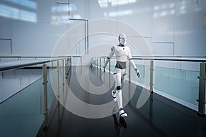 Artificial intelligence robot or cyborg walk
