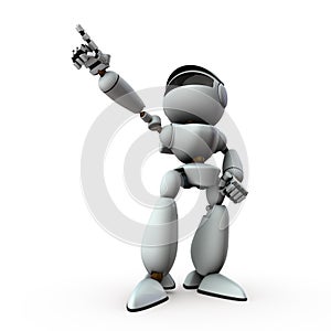 The artificial intelligence robot is pointing towards the target.