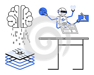 Artificial Intelligence in Decision-Making, Robotics, and Data Processing Concept