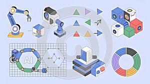 Artificial Intelligence, Robotics, and Data Processing Concepts: Visualizing Modern Technology and Automation