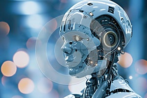 Artificial intelligence robotics and futuristic technology, machine learning and data analysis