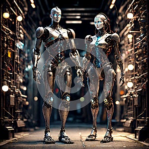 Artificial intelligence robots create different future technologies. AI, Machine learning,