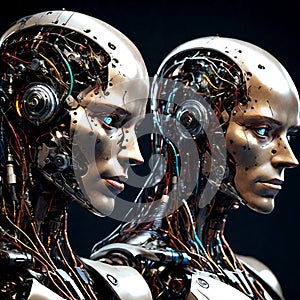 Artificial intelligence robots create different future technologies. AI, Machine learning,
