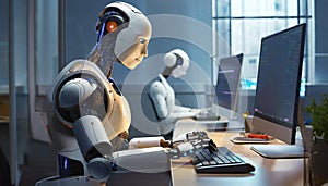 artificial intelligence robots work in open office