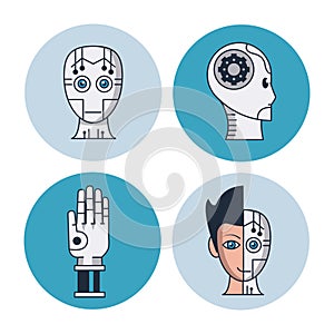 Artificial intelligence round icons
