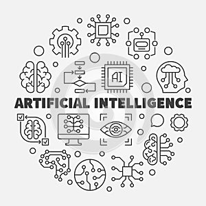 Artificial Intelligence round illustration. AI technology vector