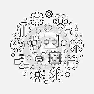 Artificial intelligence round vector concept illustration
