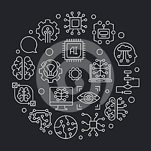 Artificial Intelligence round vector line concept illustration