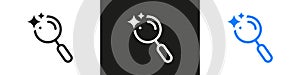 Artificial Intelligence Search Magnifying Glass Sparkle Solid Icon Set. AI Discovery Machine Learning Exploration Data