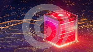 Artificial Intelligence Server Big Data storage Machine. Learning Algorithms. Cubes. Processes AI Optimization Digital Technology