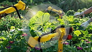 Artificial intelligence. Smart robotics analysis leaf and foliar fertilization and pollination of fruits vegetables. Detection