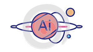 Artificial Intelligence Symbol Icon, AI Networks, vector design Generative AI