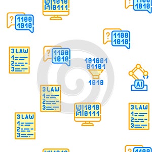 Artificial Intelligence System Icons Set isolated illustration
