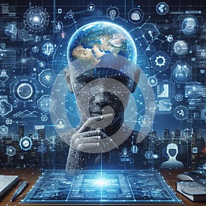 Artificial Intelligence technology big data.globalization and analytics management concepts,Genarative AI