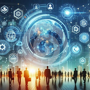 Artificial Intelligence technology big data.globalization and analytics management concepts,Genarative AI