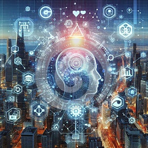 Artificial Intelligence technology big data.globalization and analytics management concepts,Genarative AI