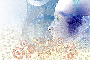 Artificial intelligence. Technology cogs web background. Technology web background. Virtual concept. vector illustration.