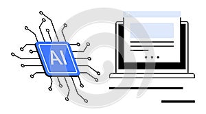 Artificial Intelligence Technology Concept with Circuit Board and Laptop Display