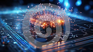 artificial intelligence technology, cpu on the circuit board, internet, big data, machine, generative ai