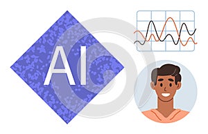 Artificial Intelligence Concept with Human Element and Data Visualization Chart