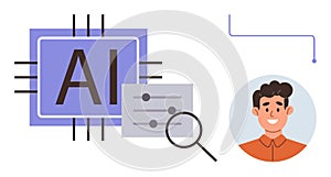 Artificial Intelligence Concepts with Human Element and Digital Data Visualization