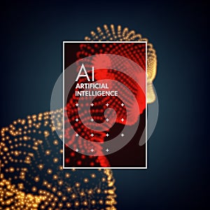 Artificial intelligence. Technology and engineering concept. 3d model of man.