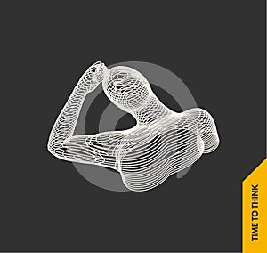 Artificial intelligence. Technology and engineering concept. 3d model of man. Vector illustration.