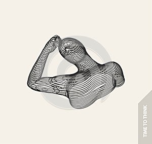 Artificial intelligence. Technology and engineering concept. 3d model of man. Vector illustration.