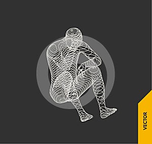 Artificial intelligence. Technology and engineering concept. 3d model of man. Vector illustration.