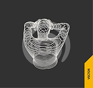 Artificial intelligence. Technology and engineering concept. 3d model of man. Vector illustration.