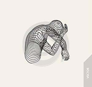 Artificial intelligence. Technology and engineering concept. 3d model of man. Vector illustration.