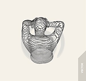 Artificial intelligence. Technology and engineering concept. 3d model of man. Vector illustration.