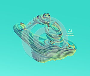 Artificial intelligence. Technology and engineering concept. 3d model of man. Vector illustration.