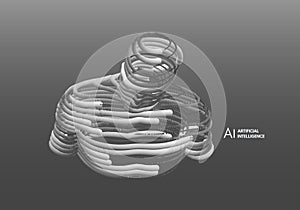 Artificial intelligence. Technology and engineering concept. 3d model of man. Vector illustration.