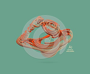 Artificial intelligence. Technology and engineering concept. 3d model of man. Vector illustration.