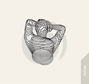 Artificial intelligence. Technology and engineering concept. 3d model of man. Vector illustration.