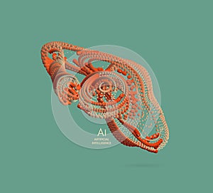 Artificial intelligence. Technology and engineering concept. 3d model of man. Vector illustration.