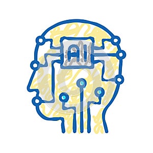 artificial intelligence technology icon doodle illustration