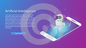 Artificial intelligence technology information background,future technology,robot assistance,big data analytis by artificial