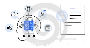 Artificial Intelligence and Data Integration Concept with Neural Network and Connected Technology Icons